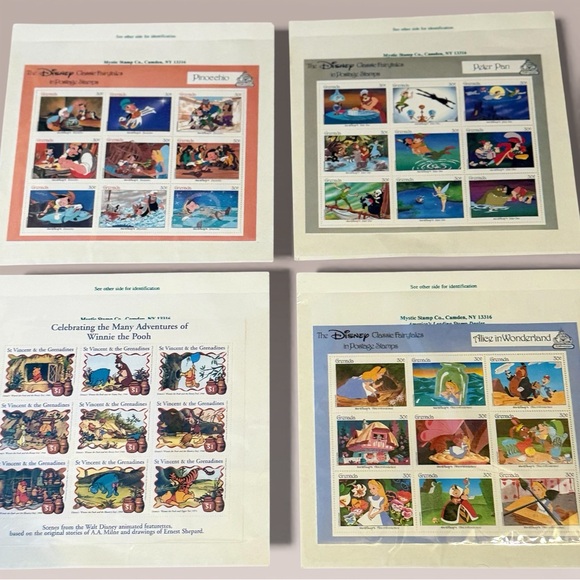 Disney Other - Disney Stamp Sheetlets Lot of 4 MNH•Grenada 1987• St Vincent 1998• Mystic Stamps